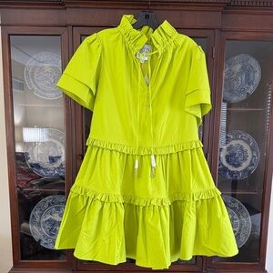 Women's Lime Green Ruffle Tiered Mini Dress
